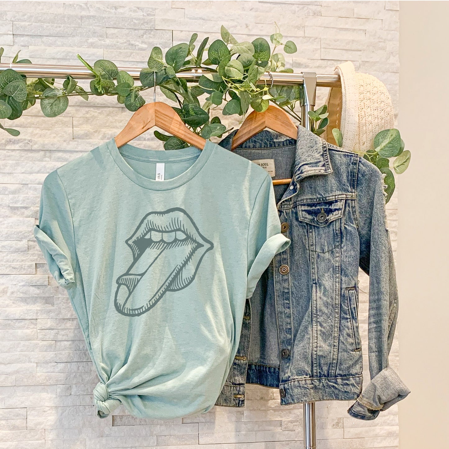 Taste the Wave Tee in Dusty Blue