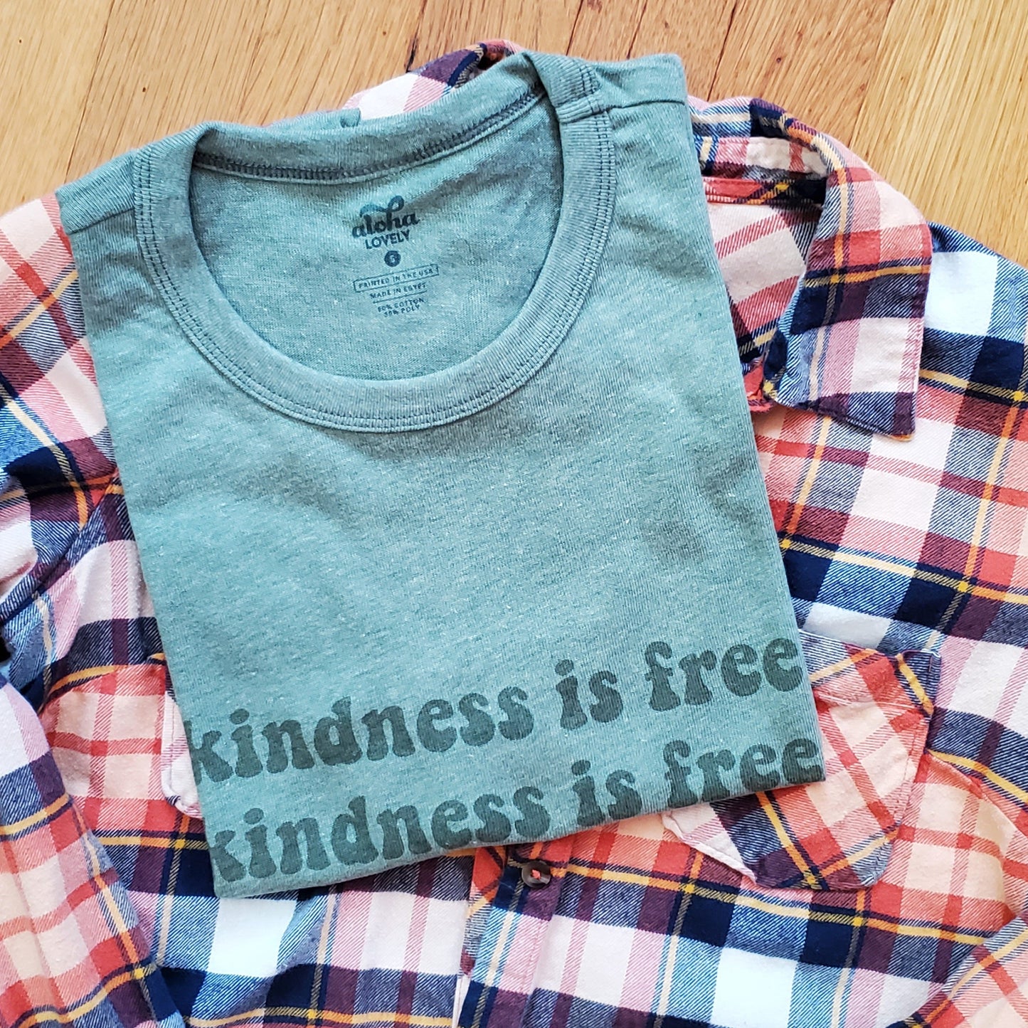 Kindness is Free Tee in Vintage Pine