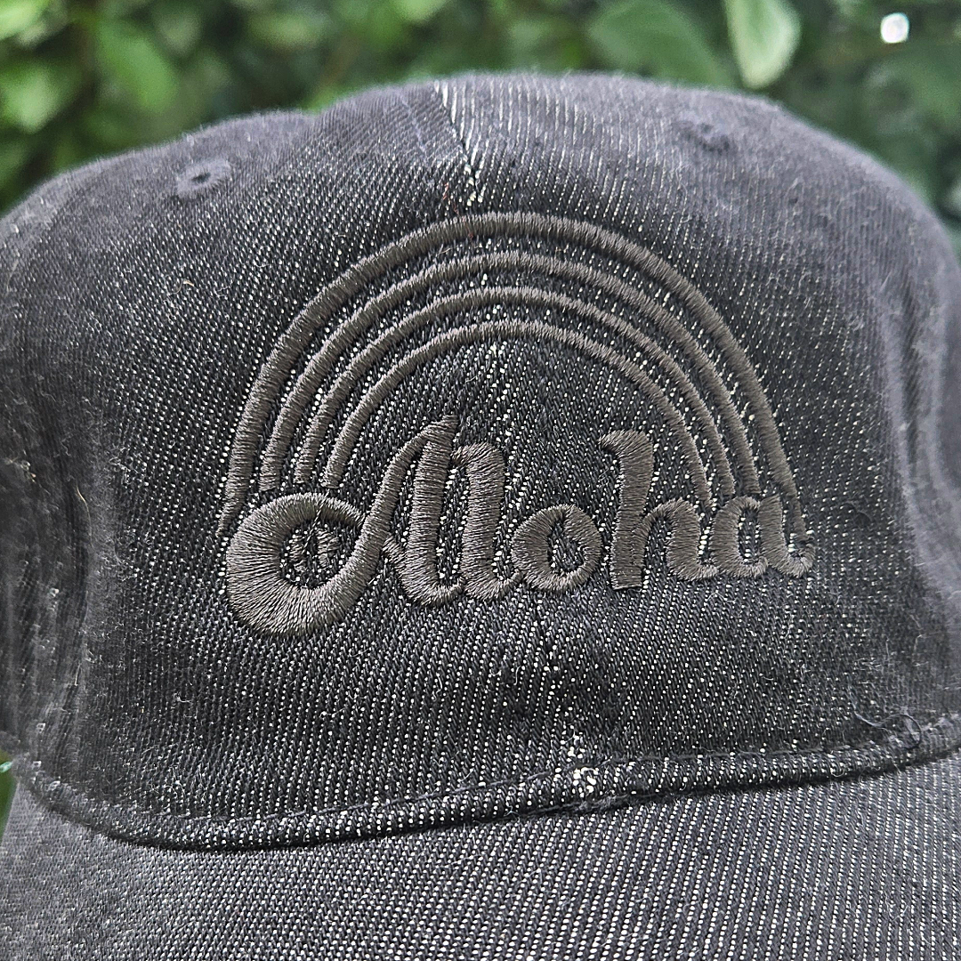 Aloha Rainbow Hat in Black Denim