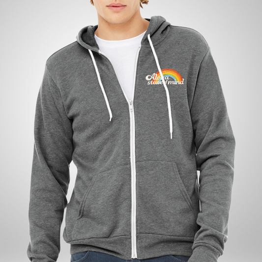 Aloha State of Mind Embroidered Zip Up Hoodie