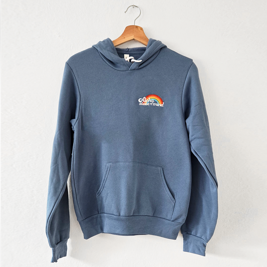 Aloha State of Mind Embroidered Hoodie in Steel Blue