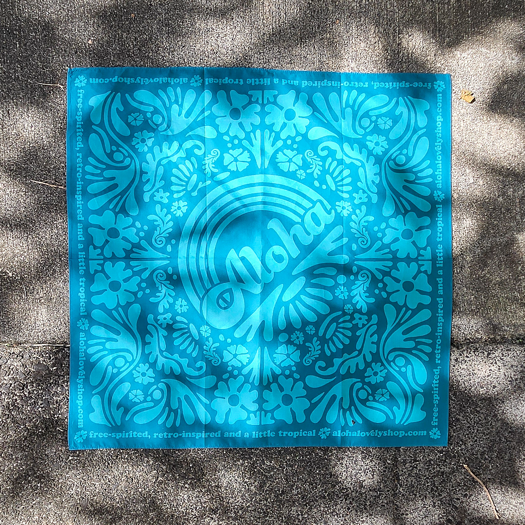 Aloha Rainbow Bandana in Teal