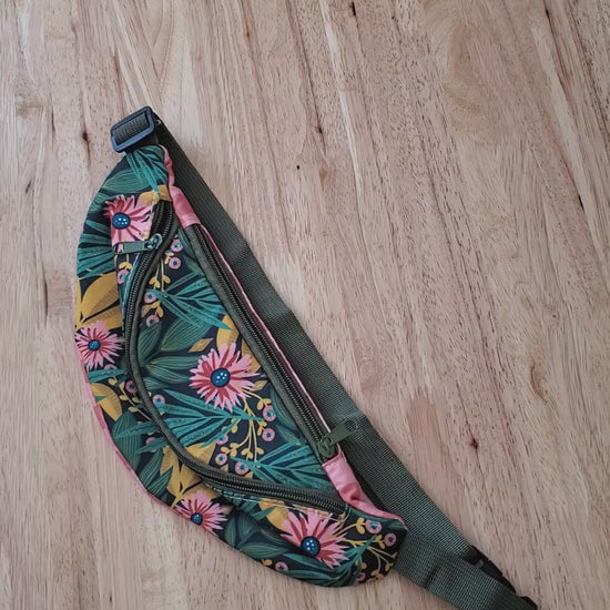 Green Floral Belt Bag
