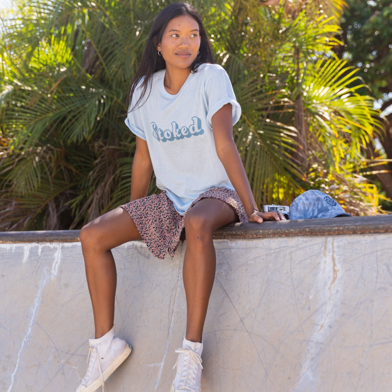 Stoked Tee in Blue Sky