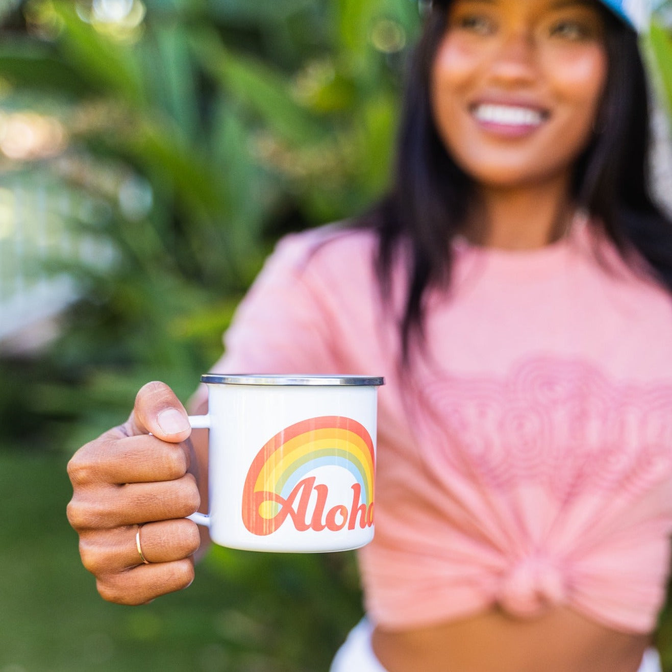 Aloha Retro Rainbow Camping Mug