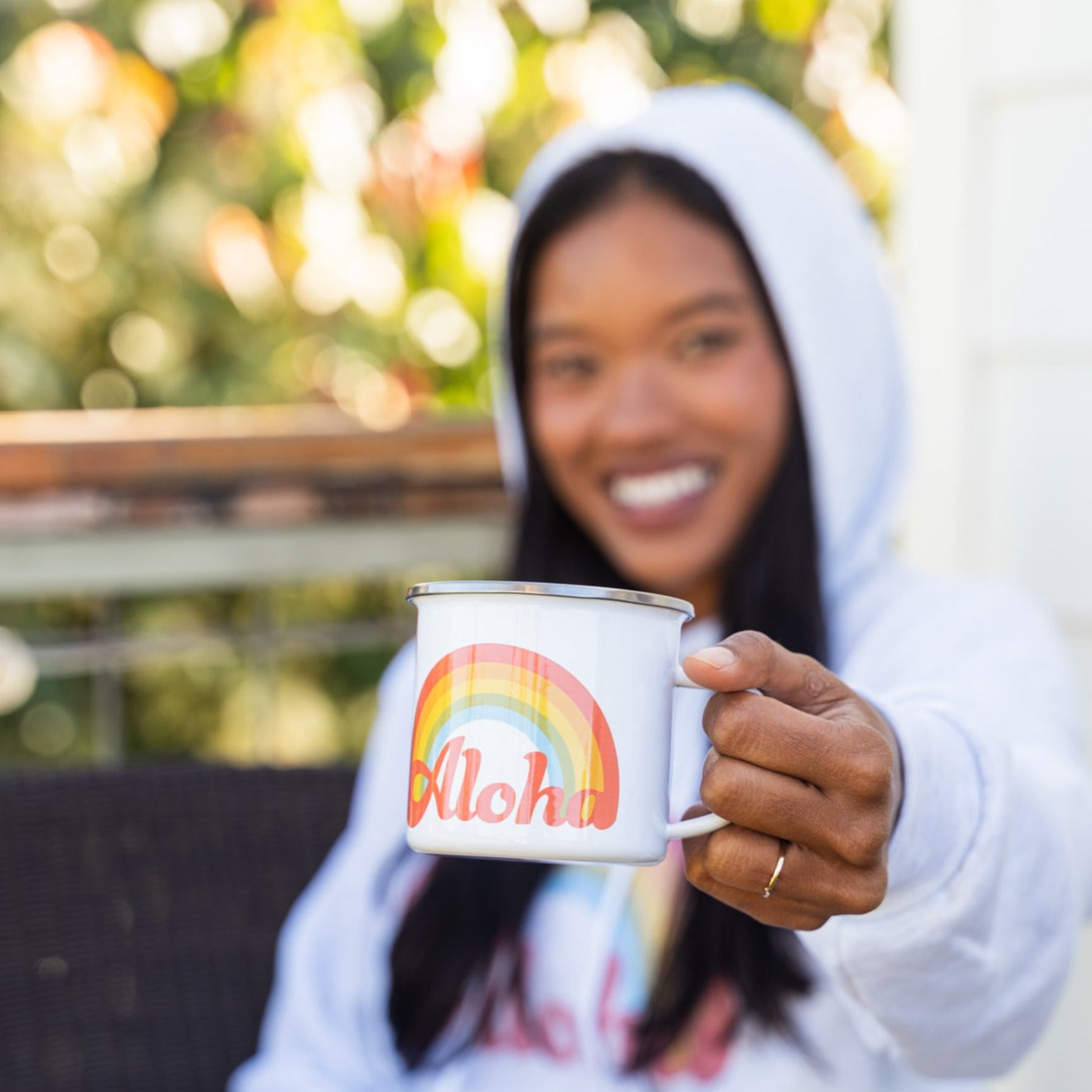 Aloha Retro Rainbow Camping Mug
