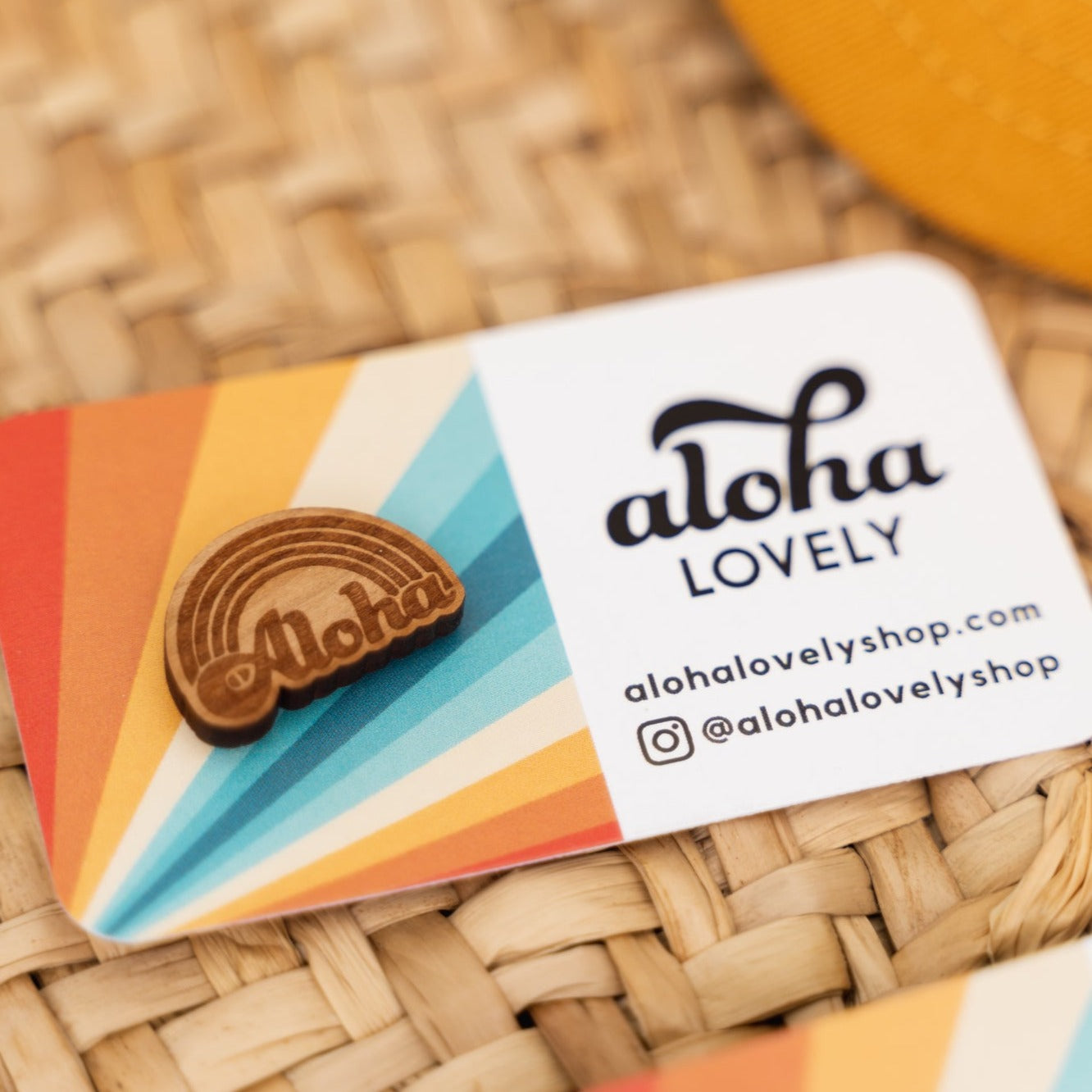 Aloha Retro Rainbow Wooden Pin