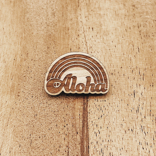 Aloha Retro Rainbow Wooden Pin