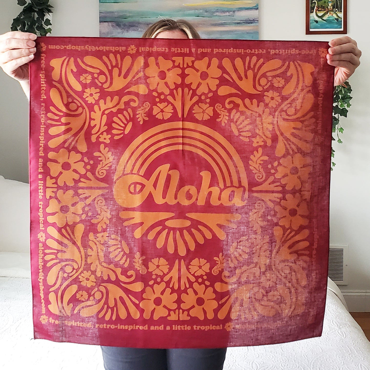 Aloha Rainbow Bandana in Burgundy Terracotta