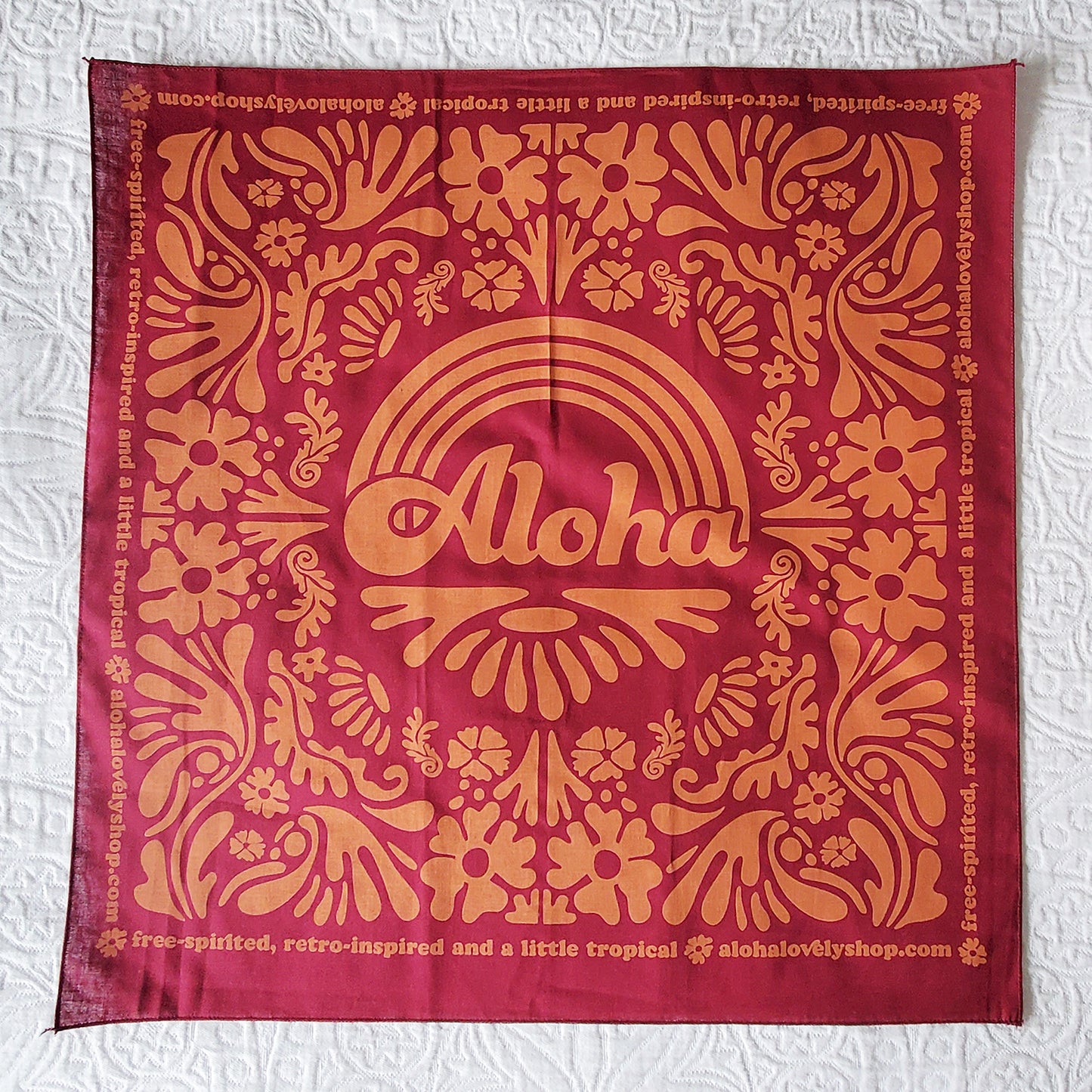 Aloha Rainbow Bandana in Burgundy Terracotta