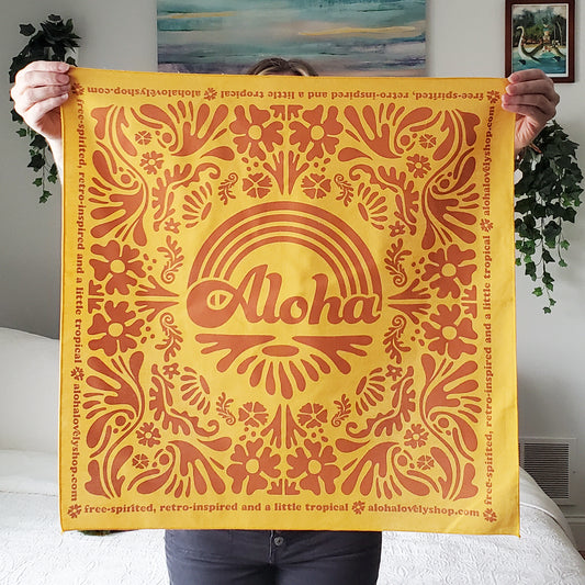 Aloha Rainbow Bandana in Gold Terracotta