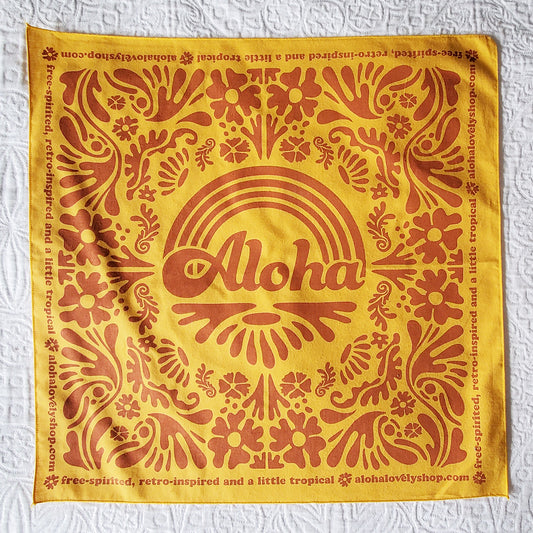 Aloha Rainbow Bandana in Gold Terracotta