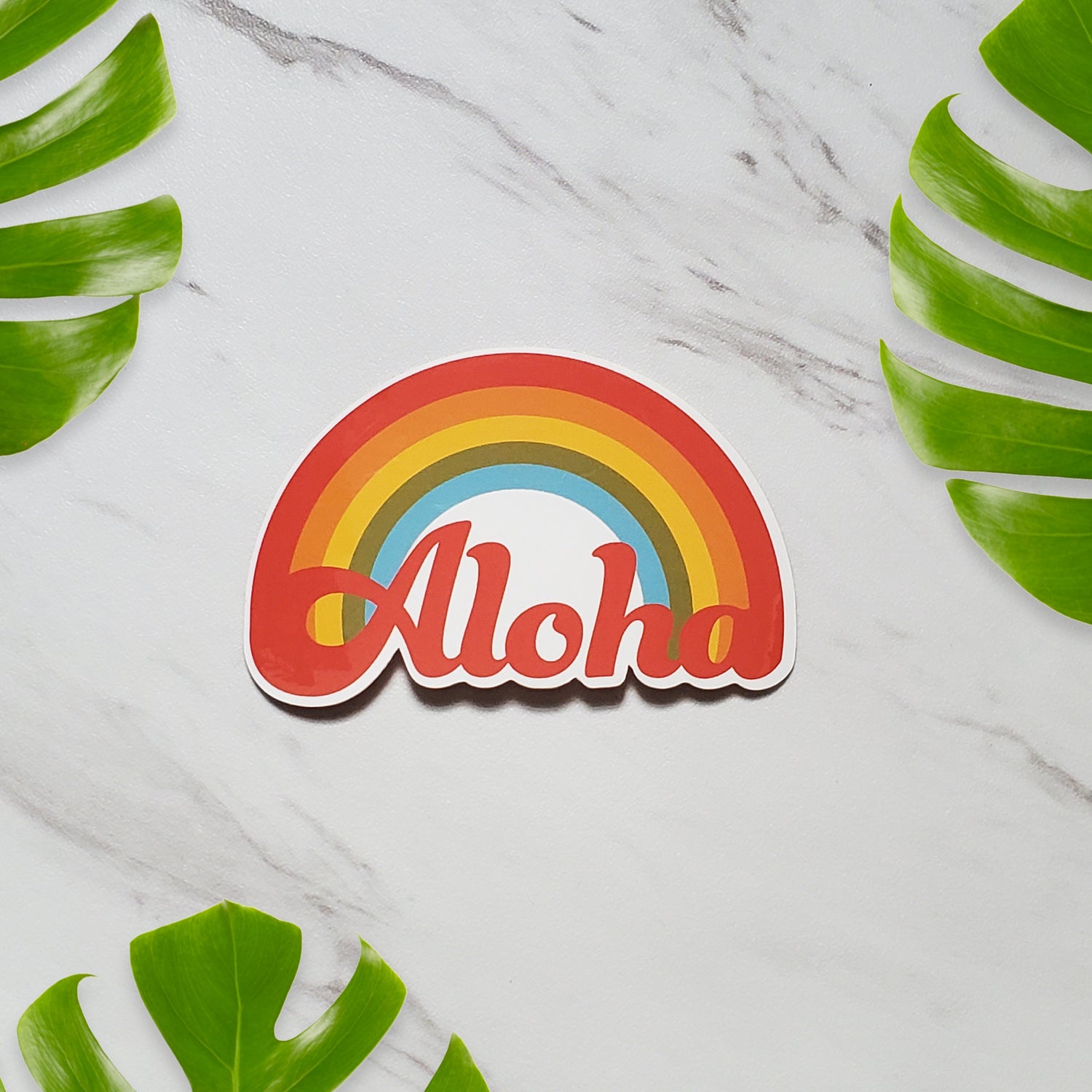 Aloha retro rainbow vinyl sticker