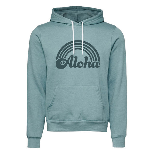 Aloha Retro Rainbow Hoodie in Blue Lagoon