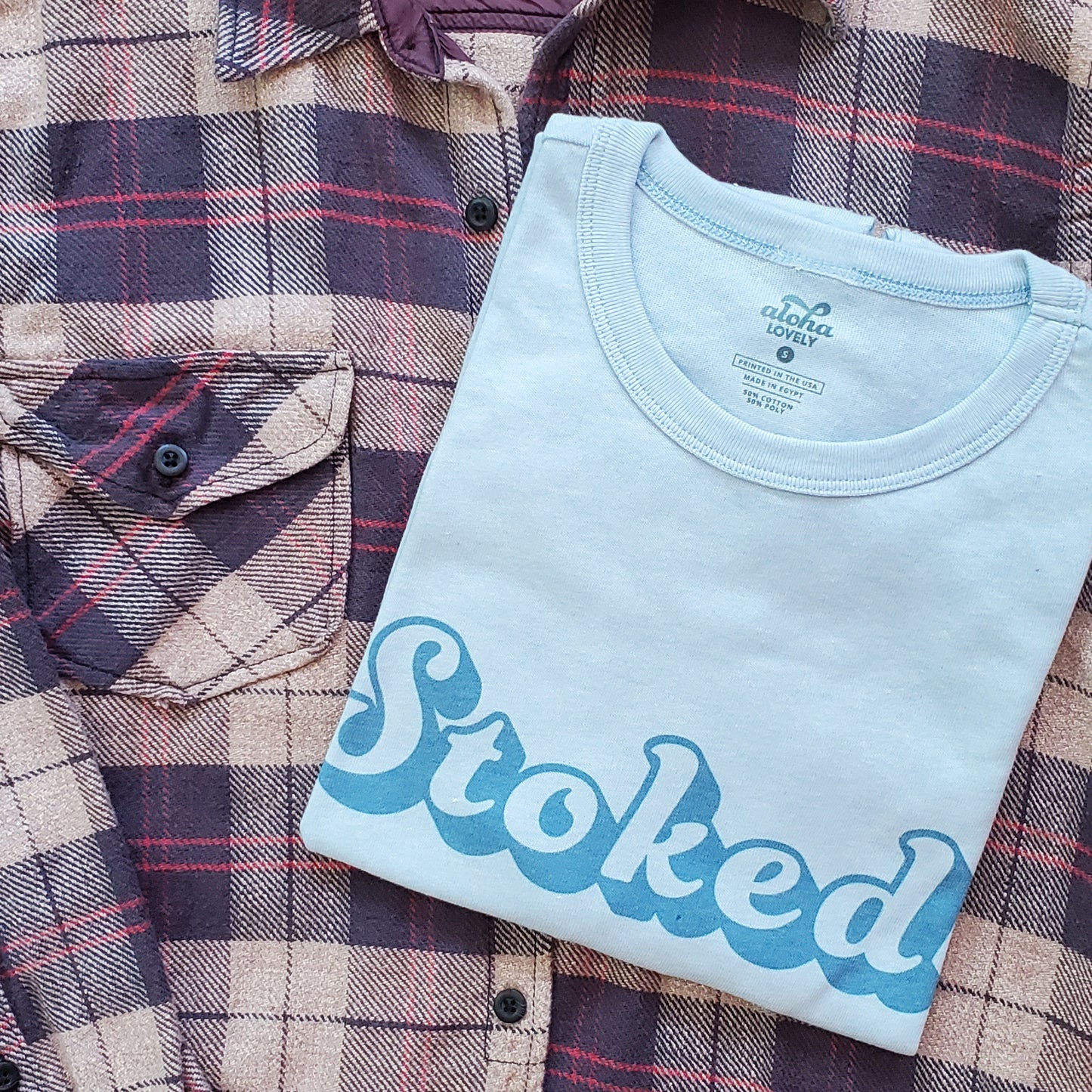 Stoked Tee in Blue Sky